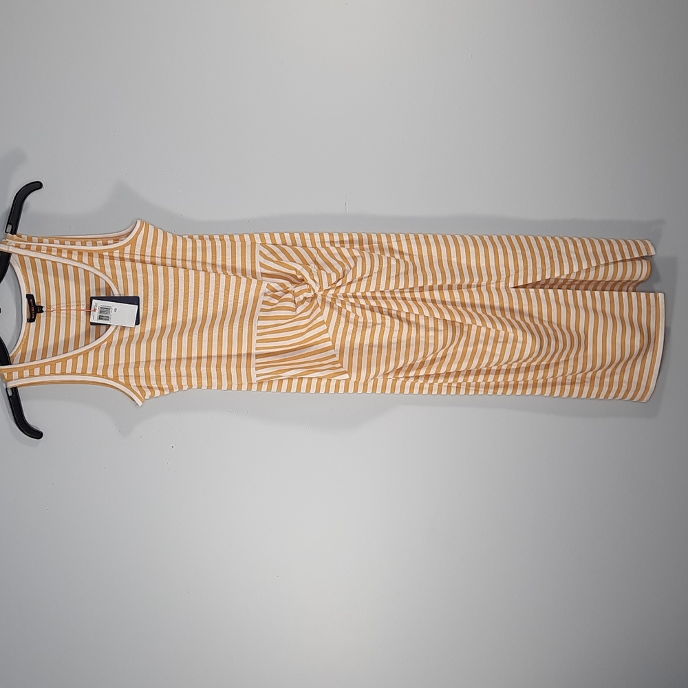 NWT SKIES ARE BLUE GOLD/ WHITE STRIPED maxi dress SZ XS